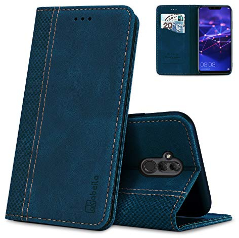 AKABEILA Handyhülle Huawei Mate 20 Lite Hülle Case PU Leder Handyhülle Silikon, Kompatibel für Huawei Mate 20 Lite Schutzhülle Brieftasche Klapphülle Magnetverschluss Kartenfächer Hüllen, Blau