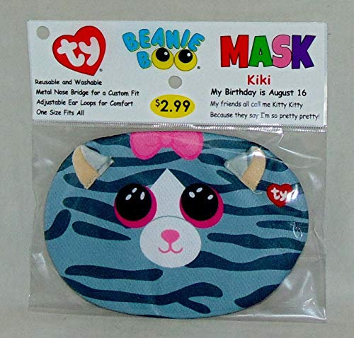 TY Beanie Boo Chidrens Gesichtsmaske - Kiki die gestreifte graue Katze
