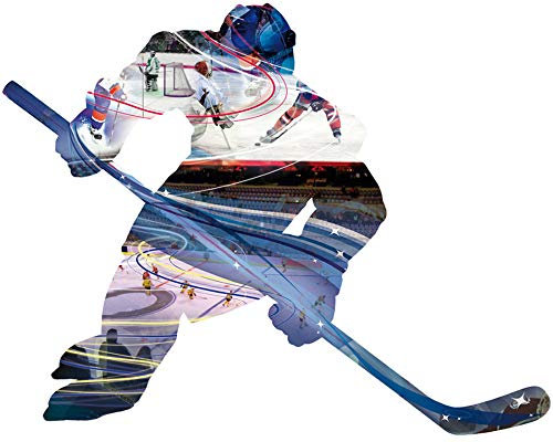 1art1 Hockey Eishockey-Spieler, Motivgröße 120 x 95 cm Wand-Tattoo | Deko Wandaufkleber für Wohnzimmer Kinderzimmer Küche Bad Flur | Wandsticker für Tür Wand Möbel/Schrank 120x60 cm
