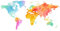wandmotiv24 Fototapete bunte Weltkarte Wasserfarben, S 200 x 140cm - 4 Teile, Wanddeko, Wandbild, Wandtapete, Erde Globus Atlas Aquarellfarben M6652