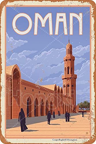 Hongxin Oman Blechschild Dekoschild Retro Poster Metall Plakat Vintage Türschilder Deko Schild Blech Kunst Schilder Hof Bar Cafe Geschenk 20X30cm