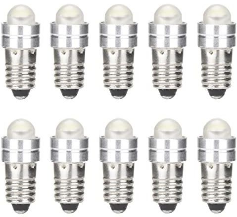 GutReise E5 (E5.5) Lampadine LED, 10PCS E5 Lampadine a vite DC3V 4.5V 6V 12V 24V Bianco freddo Bianco caldo 0.2Watt 6-7Lm (12V, Warm White)