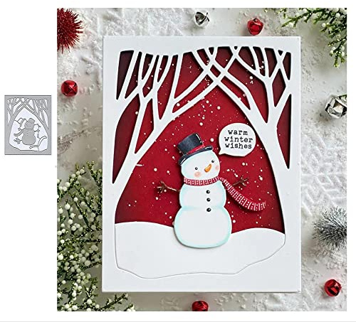 Schneemann-Bäume, Rahmen, Metall-Stanzformen, Schneemann-Bäume, Stanzschablonen für DIY, Scrapbooking, Karten, dekorative Prägepapier-Stanzformen für Scrapbooking, Kartenherstellung