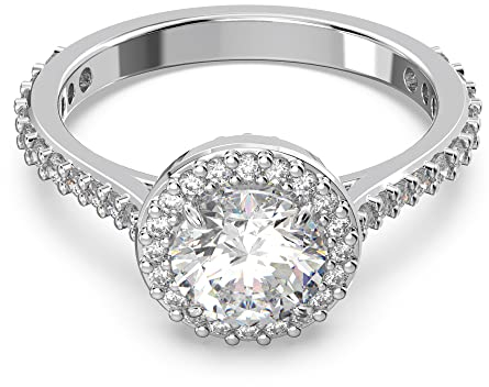 Swarovski Constella Cocktailring, Rundschliff, Pavé, Weiß, Rhodiniert