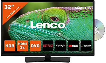Lenco DVL-3273BK - 32-Zoll Smart TV Full HD - Fernseher mit integrierter DVD-Player - Netflix, YouTube & WLAN - HDMI - Ethernet - Bluetooth - schwarz