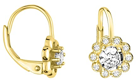 SOFIA MILANI - Damen Ohrringe 925 Silber - vergoldet/golden & mit Zirkonia Steinen - Blumen Ohrhänger - E1617