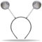 Hatstar Alien Haarreif in silber | Halloween Kopfschmuck mit 2 runden schwingenden Kugeln | Glitzer Disco Bälle | Accessoire zum Fasching & Karneval Kostüm | Haarschmuck Damen, Herren, Kinder