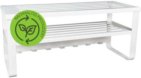 Gorillz Wandgarderobe Unify I Garderobe mit 7 Haken in Weiß für die Wand I Mit Kleiderhaken, Hutablage & Regal I Halterung für Jacken I Hochwertige & moderne Garderobenleiste aus Metall