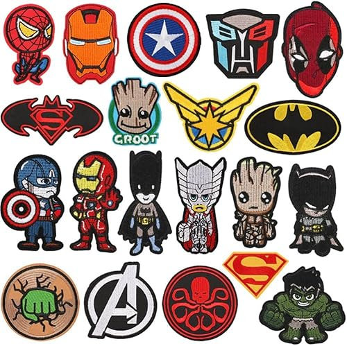 Iron on Patches for Clothing,20 Pieces Embroidered Applique Patches,Sew on Repair Patches Fabric Repair Patches for Kids Adult Clothes Jeans Jackets Hats Shoes Backpacks