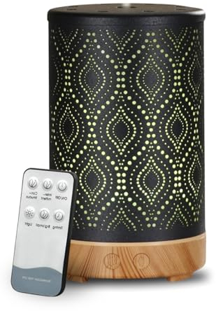 Zen'arôme Ultraschalldiffusor -Sevilla -Aromatherapie, Diffusions -ätherisches Öl, elektrischer Diffusor mit Fernbedienung, anpassbare LED -Beleuchtung, Metallschale mit Originalmuster
