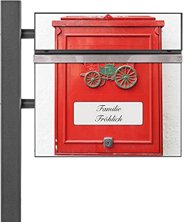 banjado® Standbriefkasten Anthrazit mit Namensschild Nostalgie Post & Zeitungsfach/Briefkasten mit Standfuß in Anthrazit/Postkasten A4 Einwurf inkl. Montagematerial & 2 Schlüsseln