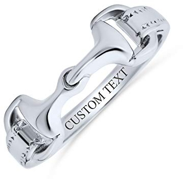 Personalisieren Cowgirl Equestrian Lieber Double Pferd Snaffle Bit Band Ring Western-Schmuck Für Frauen Teen Gelb 14K Gold Plattiert .925 Sterling Silber Anpassbar