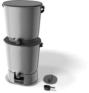 Skaza- Composteur de Cuisine en Plastique Recyclé - BOEssential Set+Base 15,3L Light Gris
