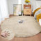 ORINOVA Teppich Rund Beige Flauschig Waschbar Fellteppich 180 cm Kunstfell Teppich Schlafzimmer Wohnzimmer Kurzflor Kuschlig Groß Gegend