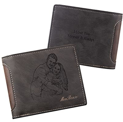 kaululu Portefeuille Homme Personnalisé Photo Mini Portefeuille Homme Cuir Portefeuilles et Porte-Cartes Bancaire Idee Cadeau Homme Cadeau Personnalisé Homme Cadeau Anniversaire Papa
