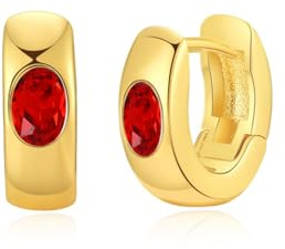 YONVUN Cristallo Huggie Cartilagine Cerchio Orecchini 18k oro placcato pietra preziosa zircone Rubino Smeraldo Zaffiro Argento Gioielli Set Regalo per Moglie Mamma Figlia