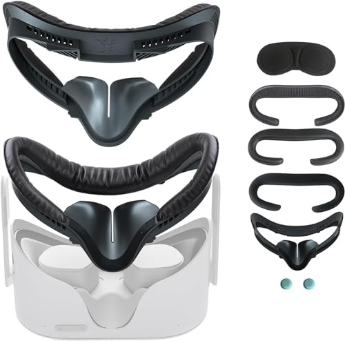 Lot de 6 coussinets de réalité virtuelle pour Oculus Quest 2, support d'interface faciale de fitness, 3 coussinets en mousse, anti-buée et anti-transpiration pour Oculus Quest 2 accessoires, design de
