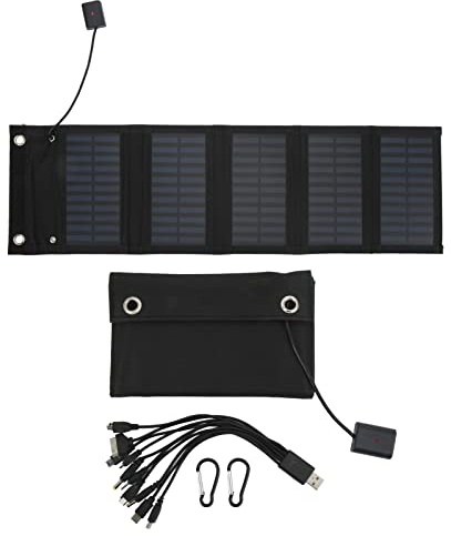 WOOXGEHM Kit de Panneau Solaire Pliable Portable 25W, Panneau Solaire étanche IP65 Anti oxydation Pack Pliant avec Câble USB pour Ordinateurs Portables de Caméras de Surveillance