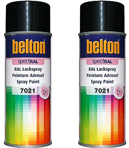 belton spectRAL Lackspray RAL 7021 schwarzgrau, glänzend, 400 ml - Profi-Qualität (Packung mit 2)
