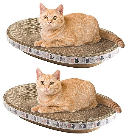 Voihamy Ovaler Katzenkratzer | Katzenkratzer aus Pappe | Katzenkratzbrett | Robuste Kratzmatte für Katzen | Katzen kratzmöbel | Katzenkratzbett aus Pappe zum Schlafen von Hauskatzen