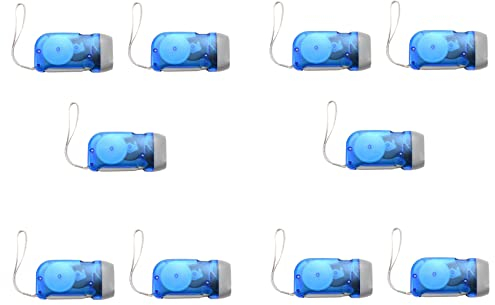Marclix Linterna LED de presión manual, 300 lúmenes, mini linterna, linterna dinamo, luz de emergencia para el hogar, azul, 10X