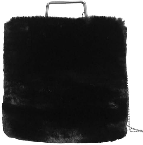 Generisch Tasche Handtasche Kunstfell Fake Fur 50er Jahre Stil schwarz braun gelb (schwarz)