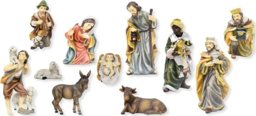 FADEDA 11x Mathias-Krippenfiguren/Höhe:13 cm/handbemalt/detailgetreue Krippen Figuren - Weihnachten Tisch Dekoration Krippe Zubehör