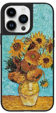 Ehreus Schutzhülle für iPhone 15 Pro Max, ästhetisches Van-Gogh-Sonnenblumen-Muster, stoßdämpfend, harte Schutzhülle für Damen und Mädchen