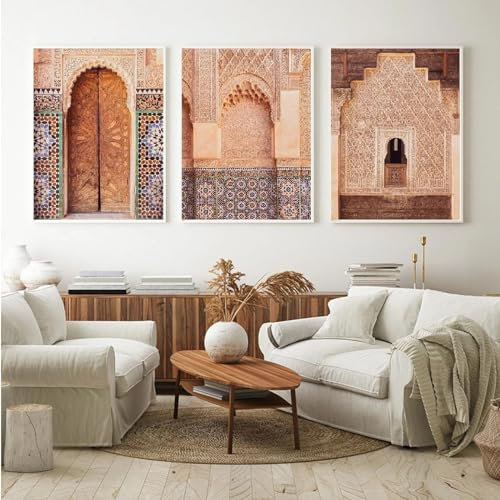 KemneT Orient-Ornamente Poster und Kunstdrucke Marokko Wand Bilder Reisefotografie Leinwandgemälde Bilder für Wohnzimmer Heimdekoration 40 x 60 cm x 3 ungerahmt