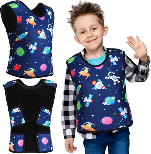 Janmercy Compression Vest for Kids Boys Soft Breathable Compression Vest Girls Cute Comfort for Back to School Children(Outer Space,Medium)