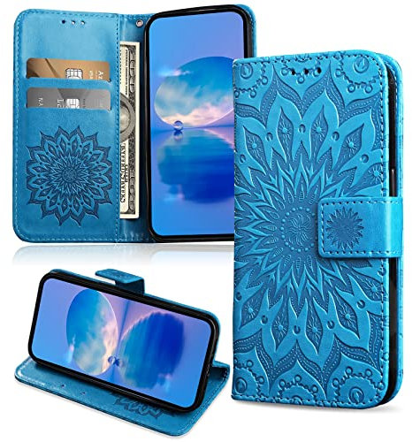 FCAXTIC Hülle für Huawei P40 Lite / Nova6 SE, Magnet PU Leder Tasche Flip Schutzhülle, Brieftasche Klappbar Hülle für Huawei P40 Lite / Nova6 SE, Blau