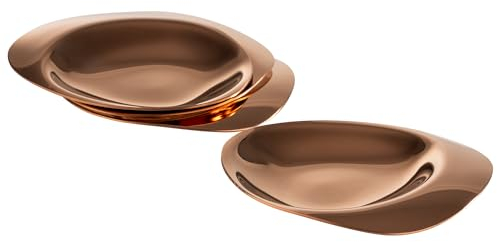 APS 40792 Teller PEBBLES, 4er-Set, Edelstahl, PVD-beschichtet, 8,5 x 8 cm, Höhe 1 cm, Kupfer-Look