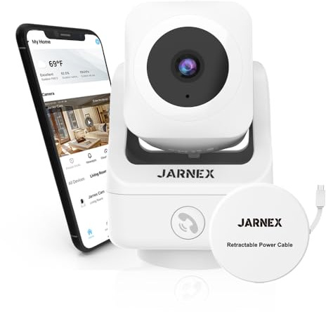 Jarnex 4MP Indoor Pan-Tilt Security Camera, Baby/Pet Monitor, Color Night View, Bluetooth Quick Link, One Button Call, Motion Detection, Local/Cloud Storage, Works with Alexa & Google Home (1)