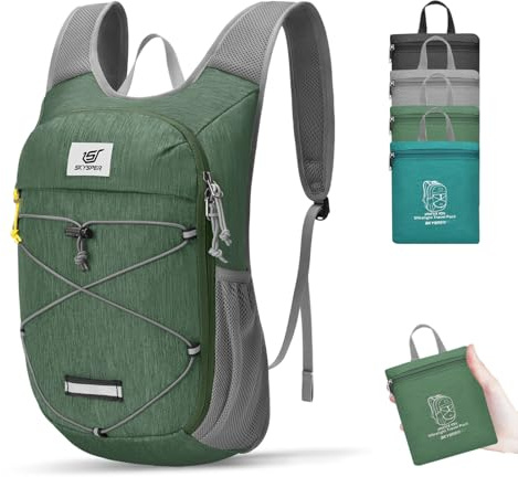 SKYSPER Faltbarer Kleiner Rucksack, Kleiner Wanderrucksack Herren Damen | 10L/15L Ultraleicht Daypack für Wandern Reisen Städtetrips Flugtauglich