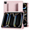 JKSML Hülle für iPad Pro 13 Zoll (M4) 2024 mit Stifthalter, Dreifach Faltbare Ständer, Unterstützt Pencil Pro/USB-C, TPU Flexible Rückseite & Schlafen/Wachen,Rosa