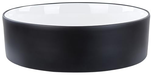 Aufsatzwaschbecken Keramik schwarz/weiß rund ⌀40 cm ohne Überlauf modern Tebar
