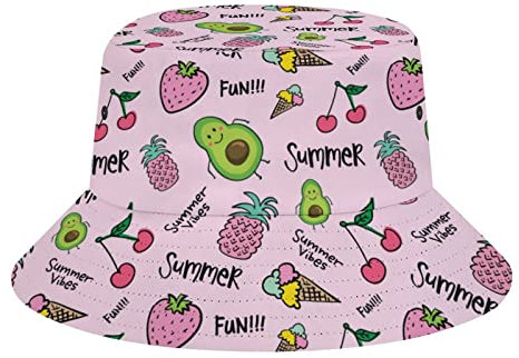 Freizeithut Avocado-Kirsch-Ananas Outdoor Hut Faltbar Sommerhut Unisex Bucket Hüte Für Mädchen Outdoor Damen