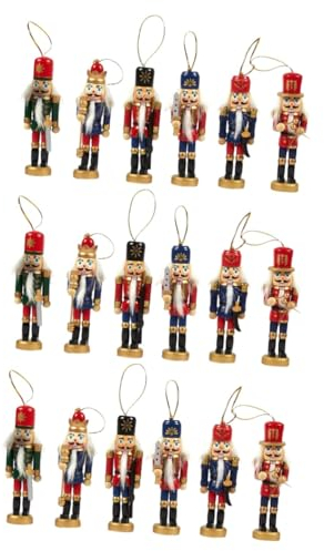 OUNONA 6 Stücke 4.7 Weihnachten Nussknacker Figuren Nussknacker Soldat Ornamente Holz Handbemalter Puppe Weihnachtsbaum Anhänger Ständer für Christbaumschmuck Tischdeko Zuhause Weihnachtsdekor