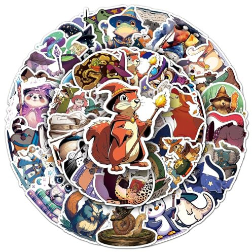 Affoto Tierische Hexe Aufkleber für Laptop (50PCS),Geschenk für Kinder Jugendliche Erwachsene Jungen,Animal Witch Wasserdicht Vinyl Aufkleber Stickers für Scrapbook,Skateboard,Auto,Gepäck