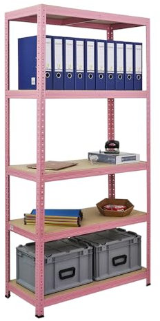 Berlinlodge Wohnregal PINK Lady, HxBxT 180x90x40cm, Fachlast 175kg, 5 Ebenen, Pink, Bücherregal, Standregal, Büroregal für Wohnzimmer, Schlafzimmer, Arbeitszimmer