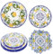 108 PCS Capri Lemon Party Plates and Napkins Blue Tiles Mediterranean Party Decor Disposable Tableware Sets Baby Shower Birthday Decorations Supplies Favors for 36 Guests