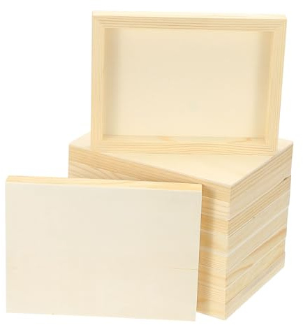 PATIKIL 6 x 8 Inch Panneaux De Toile En Bois, 10pcs Cadre En Bois Non Fini Planche D'Art Carrée Pour Crafts Peinture À L'Huile Coulage Acrylique Peinture DIY