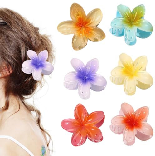 6 Grandes Pinces Fleurs - 4CM Diamètre Anti-glisse pour Cheveux Fin-Thick