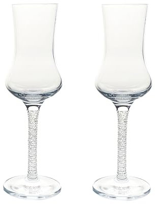 2-er Set Grappagläser mit Strasssteinen, elegantes Geschenk für Hochzeit, Firmenfeier, Jahrestag, Jubiläum, Geburtstag, Pensionierung, Weihnachten Stölzle-Lausitz Glas, mit Strass
