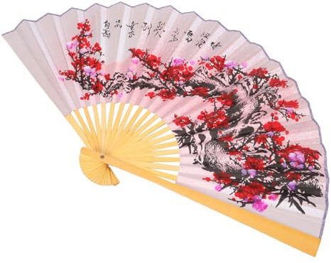 VOSAREA Chinese Style Hanging Paper Fan Wall Decor Large Folding Fan for Living Room Modern Wall Decor Pendant Decoration Antique Design and Refreshing Aesthetic