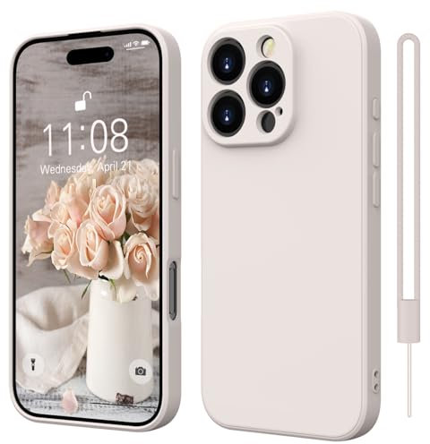 ORDA for iPhone 16 Pro Case Silicone Camera Protection Ultra Slim Case Soft Gel 16 Pro Cover Rubber Lightweight Anti-Scratch Phone Case Compatible for iPhone 16 Pro 6.3 Inch Retro White