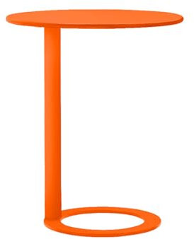 Mesa auxiliar en forma de C con marco de metal para espacios pequeños, acabado mate naranja, moderno, mesita de noche, sofá, mesa redonda de café, portátil, mesa de oficina (48 x 69 cm)