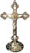 Kopinma Kreuz Statue Figur, Stehendes Kruzifix Jesus Kreuz mit Sockel, Kreuz Stehend für Geschenke Auto Home Kapellen Dekoration und Tischdekoration (Gold)