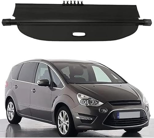 REAGAR Versenkbare Laderaumabdeckung für Ford S Max SMAX 2007 2015, hintere Gepäckablage Sicherheits Gepäckträgerabdeckung Tonneau-Abdeckung Sichtschutzabdeckung