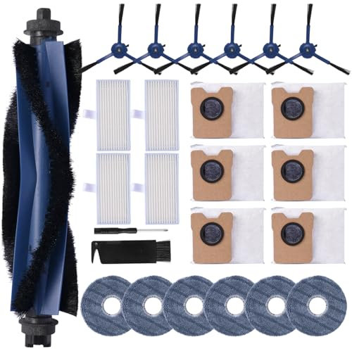 Nuo desire 25 Stück Ersatzteile Zubehör für Eufy Omni C20 Saugroboter,1 Rollbürste, 4 Filter,6 Seitenbürsten,6 Wischpads,6 Staubbeutel,1 Reinigungsbürste,1 Schraubendreher für Eufy Omni C20